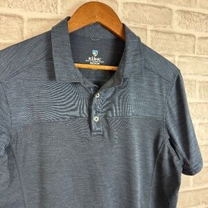 KUHL Engineered Steel Blue Performance Stretch Casual Polo Shirt Mens MEDIUM